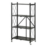 Estante Rack Plegable Con 4 Niveles Color Negro