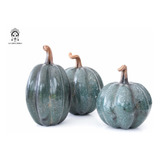 Calabazas Ornamentales De Barro Pintado - Juego Grande