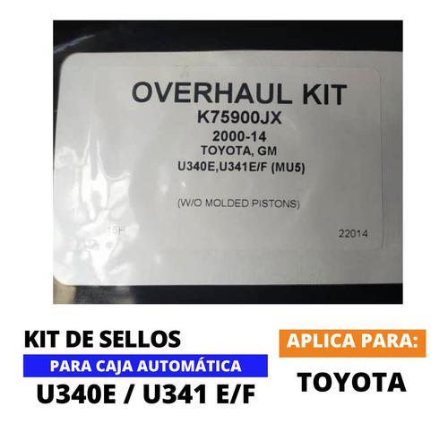Kit Sellos, Caja U340e/u341 E/f, Toyota Yaris/celica/corolla Foto 4