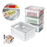 Kit Conjunto De 4 Potes Herméticos Mantimentos Frutas Legume Cor Branco