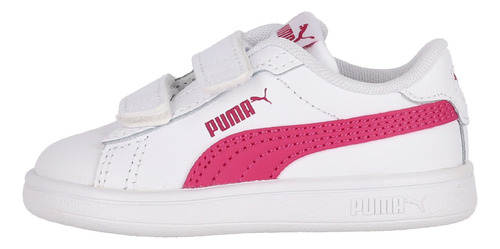 Zapatilla Puma Smash 3.0 Leather Niños Td Blanco/rosado