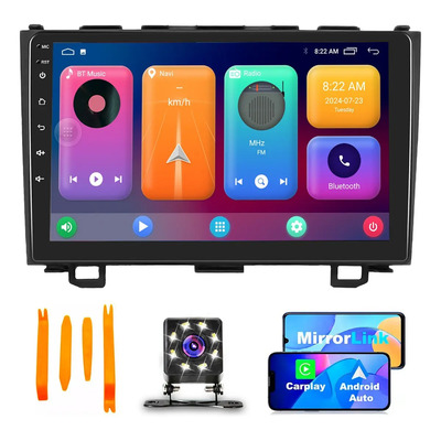 CARLAM Estéreo de Pantalla 9 pulgadas Carplay Android Auto Mirrorlink GPS Carplay Gps Para Honda Crv 2007-2011 Receptor Bluetooth usb 2 DIN Esterio Carro Stereo Autoestereo con Cámara De Reversa | Envío gratis