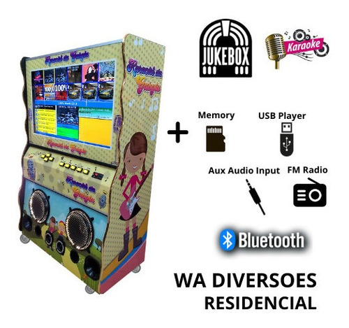 Maquina De Musica Jukebox Karaoke 7x1 Sem Noteiro E Moedeiro