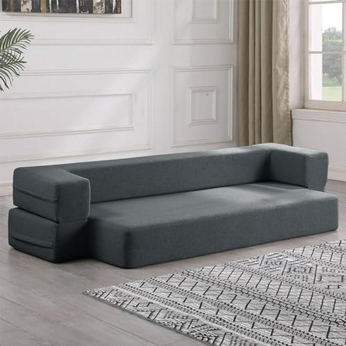 Sofá Cama Plegable 80  Gris Moderno Con Colchón De Espuma Vi