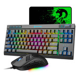 Combo De Teclado Mecanico Y Mouse Con Interruptor Azul, 18 R