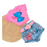 Conjunto Feminino Short Jeans E T-shirt Disney - Menina