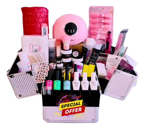 Kit De Uñas Acrilicas, Polygel Y Esmaltado Permanente 