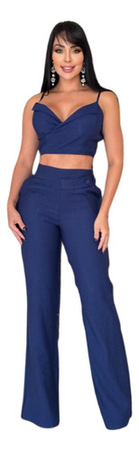 Conjunto Alfaiataria Cropped E Calça 9699