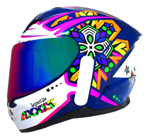 Capacete Feminino Axxis Segment Star Rosa Moto Fechado 