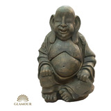 Buda Chinês Estátua Cimento Old Stone - A: 60cm X L:40cm