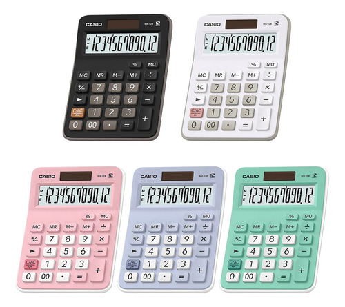 Calculadora Casio Mx-12b Rosa, Negra, Lavanda, Verde, Blanco