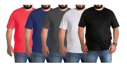Kit 5 Camisa Blusa Camiseta Básica Masculina Plus Size 