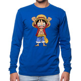 Polera Manga Larga Algodón Niños Luffy One Piece