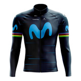 Jersey Ciclismo Ruta Mtb Movistar 2022 Azul Manga Larga