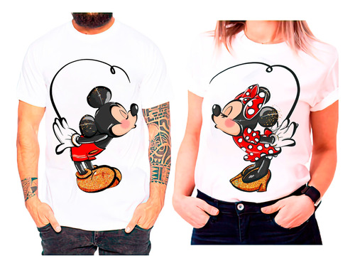 Polera Algodón Pareja Día De Los Enamorados Mickey Y Minnie