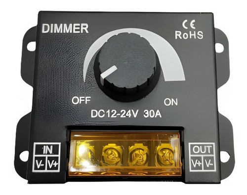 Dimmer Monocromático Tira Led Perilla 30a 12/24v Bornera