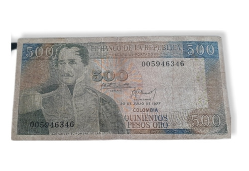 Billete De 500 Pesos Oro 1977