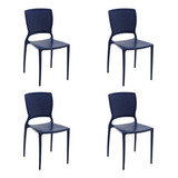Conjunto 4 Cadeiras Para Jantar Tramontina Safira Azul Yale