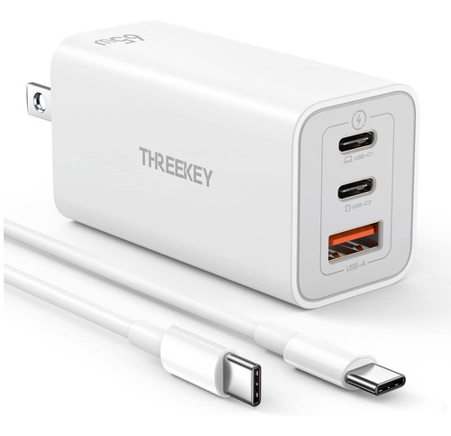 Usb C Wall Charger, Threekey 65w Multiport Usb C Charger, Fo