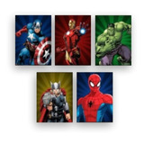 Quadro Decorativo Kit 05 Peças 20x30 Vingadores Quarto Sala