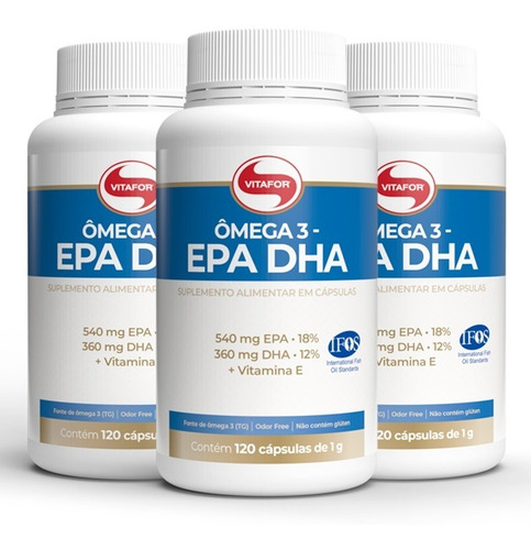 Kit 3 Ômega 3 Epa Dha 1000mg 120 Cápsulas Vitafor