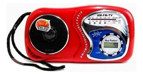 Mini Rádio Vermelho Am/fm/tv Com Relógio Mk-2019a