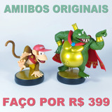 2 Amiibo Diddy Kong + King K Roll Original Nintendo Donkey