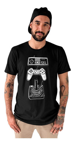 Camiseta Masculina Gamer Geek Nerd Controles Videogame
