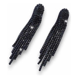 Aros Strass Negro / Aros Negros De Fiesta / Strass Negro Aro