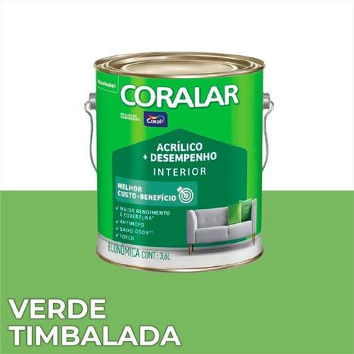 Tinta Acrílica Fosco Cobertura Total Coralar Econômica 3,6 L