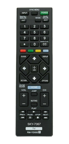 Controle Remoto Compativel Tv Lcd Sony Bravia Rm-yd093 Yd104