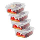 Kit 4 Mini Caixa Organizadora Para Frutas Tampa Transparente Cor Cristal