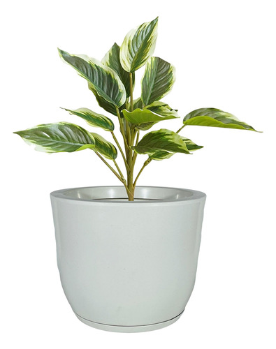 Vaso Plantas Grande Liso Luxo Redondo Polietileno Com Prato