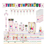 Kit Fiesta Decoración Unicornio Pestañas 36 Invitado +regalo