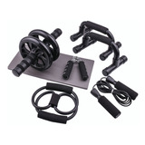 Kit Ejercicio 7 Rodillo Abdominal Barras Push-up Ejercitador