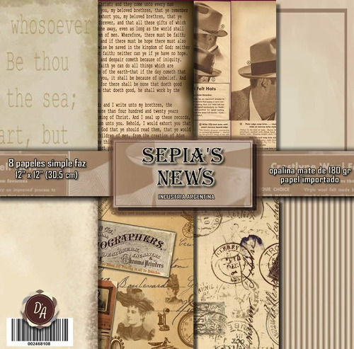 Colección Sepia's News Scrapbooking X8 D' Arteche Crafts