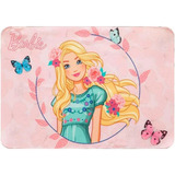 Tapete Infantil Antiderrapante 70x100cm Barbie Rosa Jolitex