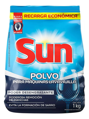 Sun Polvo Detergente Lavavajillas 1kg Remueve Sarro/manchas 