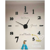 Reloj De Pared 3d Con Frase En Vinilo Tamaño 100x100cm