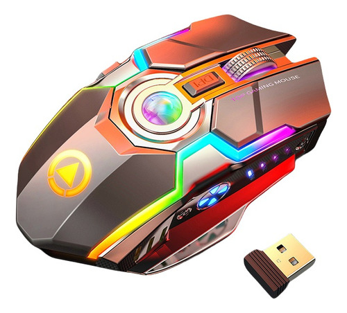 Mouse Gamer Inalámbrico Silencioso Y Recargable Con Luz Led