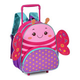 Mochila Rodinhas Pré-escola Clio Pets Borboleta Rosa 24082b