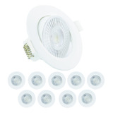 Kit 10 Spot Redondo Led 7w Embutir Direcionável B. Frio