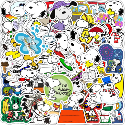 Snoopy Peanut Cute 50 Calcomanias Stickers Pvc Contra Agua