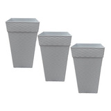 6 Vasos 28 Litros Grande Rattan Branco Jardim Plantas Flor