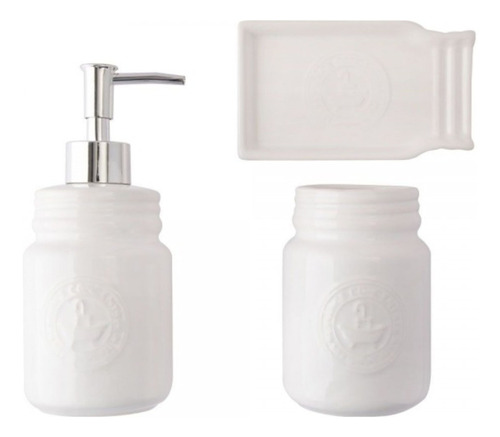 Kit Acessorios Banheiro Preto  Branco 3 Pçs Sabonete Liquido