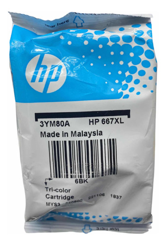 Cartucho Original Hp 667xl Tricolor 3ym80al Sin Caja