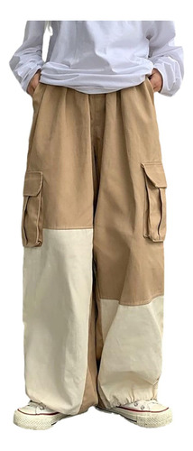 Pantalon Baggy Palazo Beige Bi-color A362