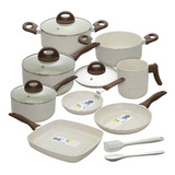 Conjunto De Panelas Ceramic Life Vanilla 10 Peças Brinox