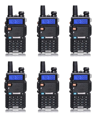 Uv-5r Radio Bidireccional De Doble Banda Paquete De 6 (negro