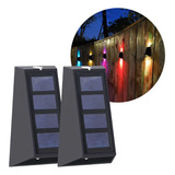 Aplique Exterior Bidireccional Panel Solar Luz Rgb Calida X2